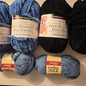Lot Of 6 New Sweet Snuggles & Premier Couture Jazz Plush Yarn Chunky